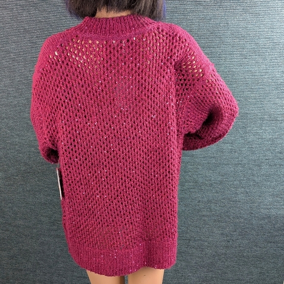 Jessica Simpson Mukami Open Stitch Pullover Magenta Purple - Picture 7 of 16